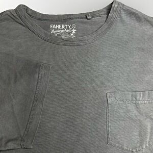 Faherty Sunwashed Pocket T-Shirt Mens XL Gray Organic Cotton Slub Huckberry